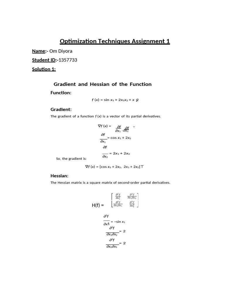Optimization Techniques and Solutions | PDF | Euclidean Vector | Norm ...
