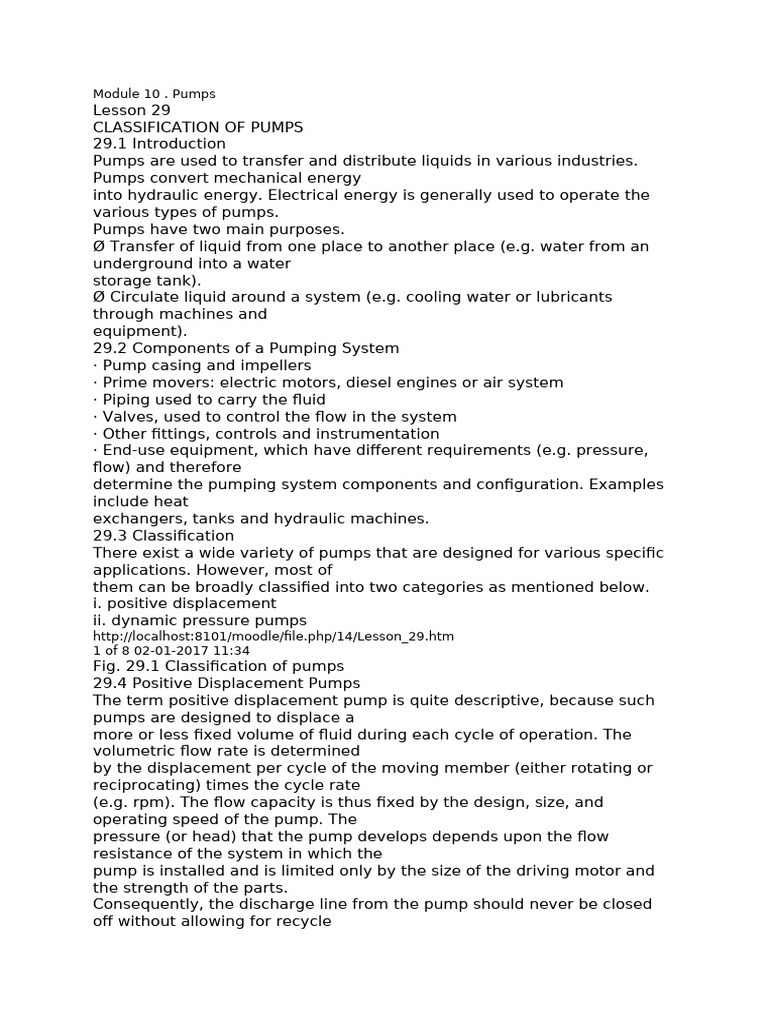 Pump and Their Classification | PDF | Pump | Fluid Mechanics