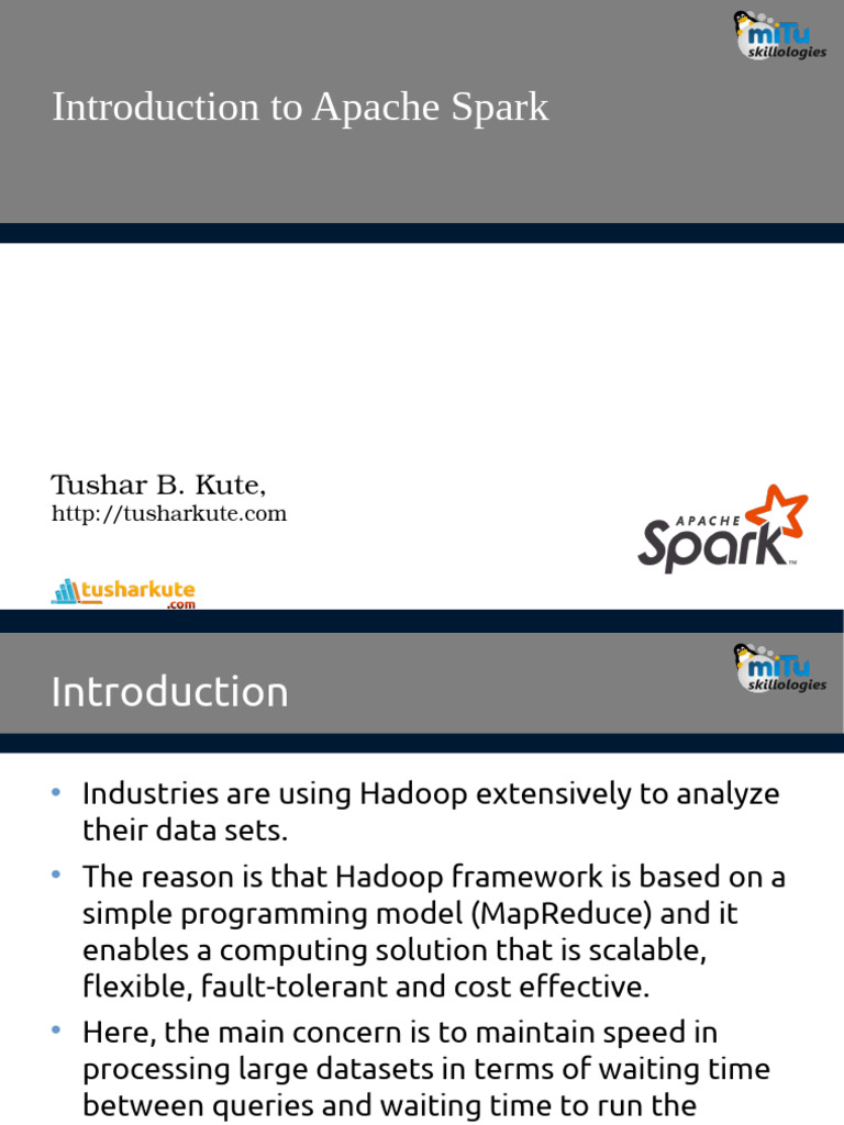 Introduction to Apache Spark Overview | PDF | Apache Spark | Apache Hadoop