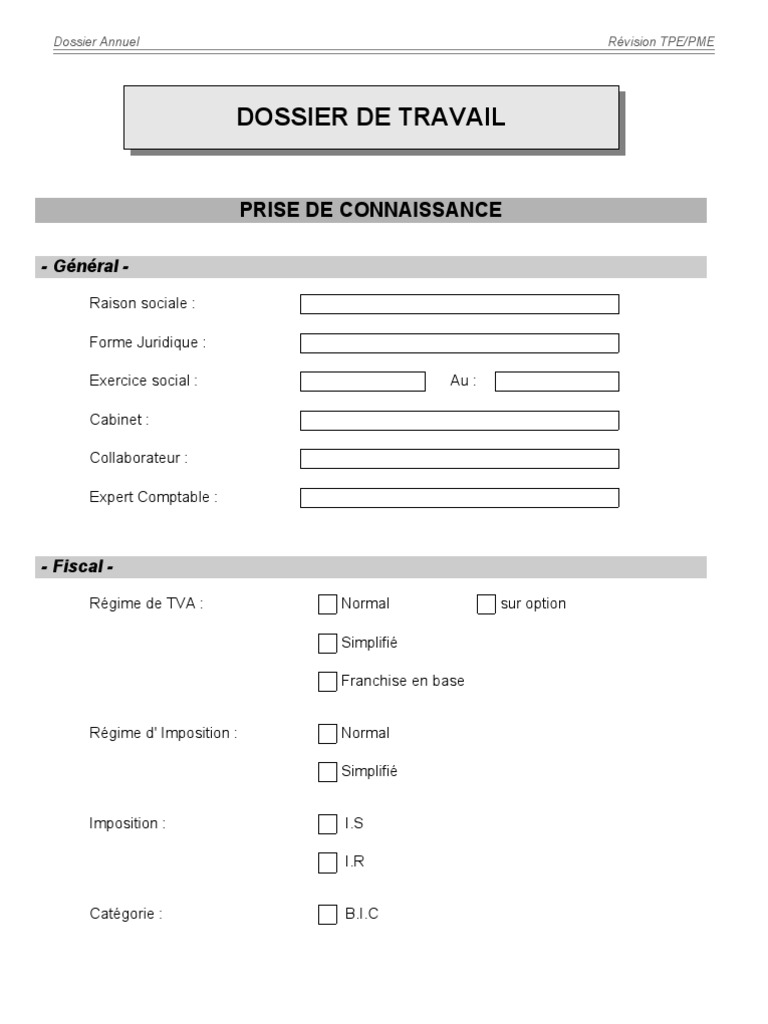 Dossier De Révision Comptable Par Cycle Excel Gratuit