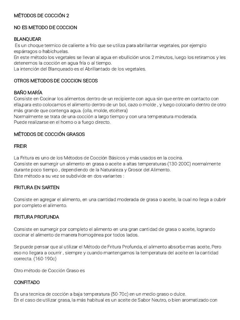 METODOS DE COCCION 2 | PDF | Cocinando | Fritura
