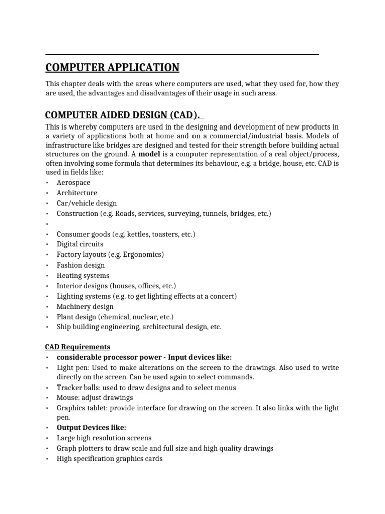 Computer Applications: CAD, VR, Robotics | PDF | Monitoring (Medicine ...
