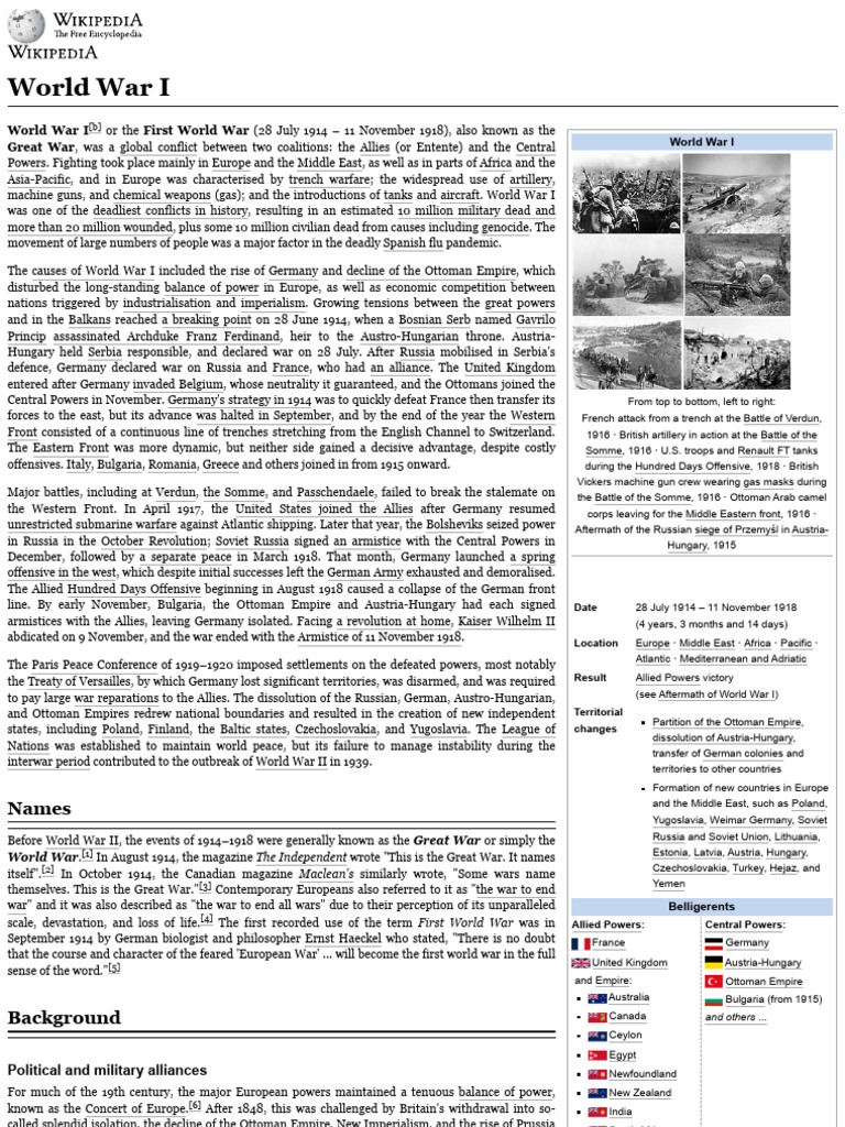 World War I - thesis | PDF | World War I | Allies Of World War I