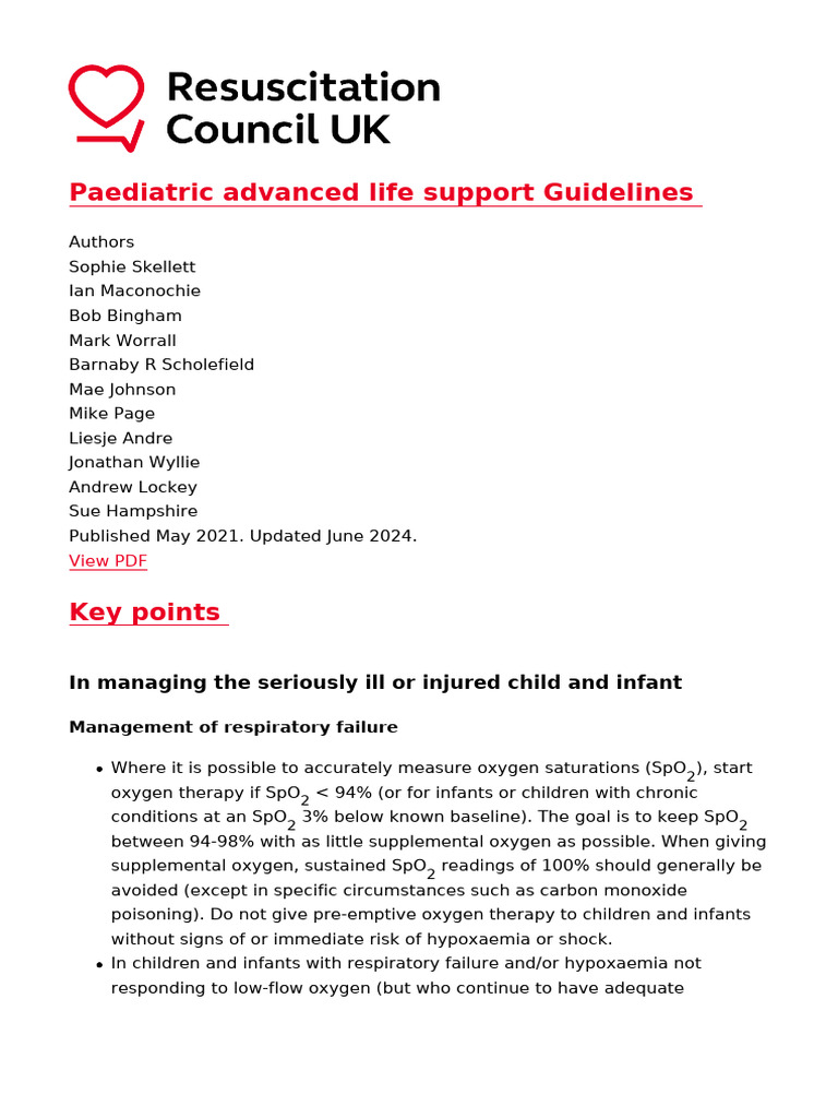 Pediatric Advanced Life Support Guidelines – ZAZFEE