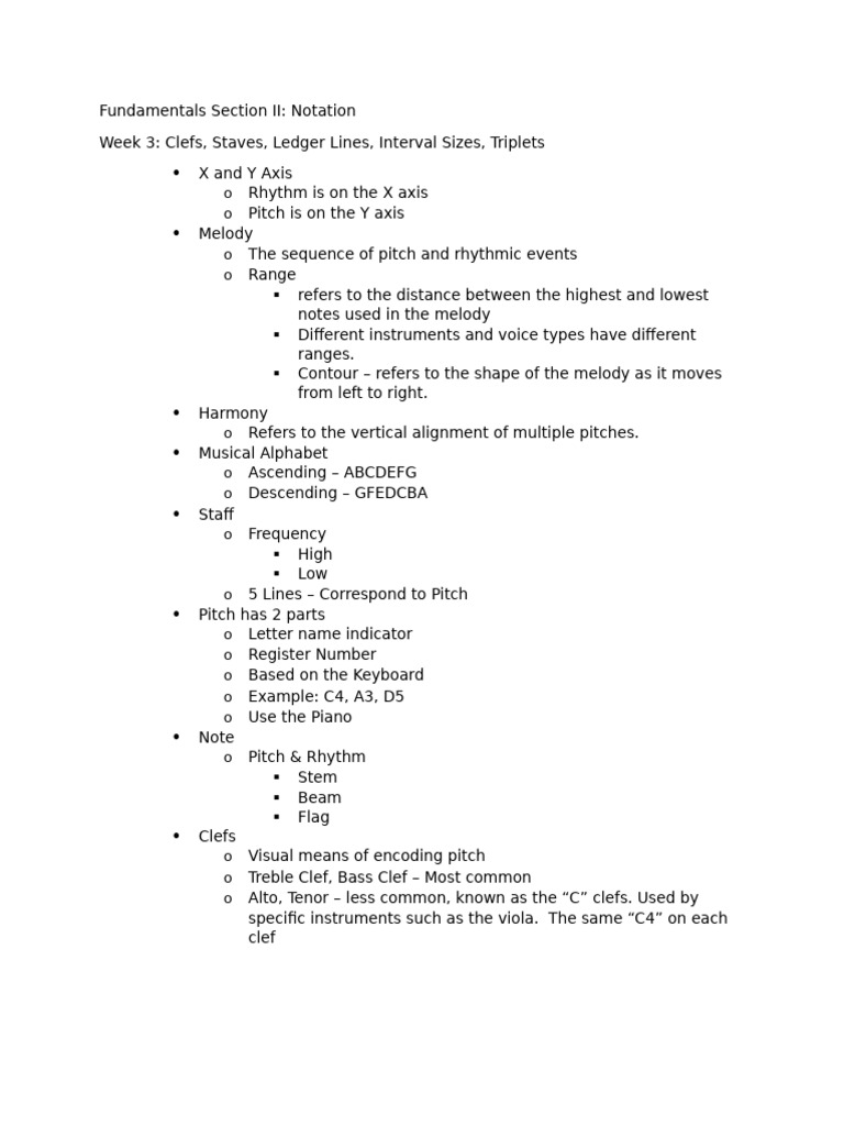 Week 3 - Clefs, Staves, Ledger Lines, Intervals | PDF | Clef | Interval ...