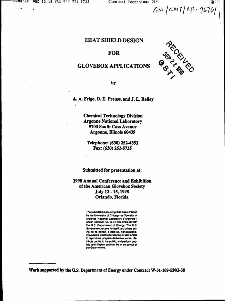 Heat Shield Design for Glovebox Use | PDF | Heat Transfer | Thermal ...