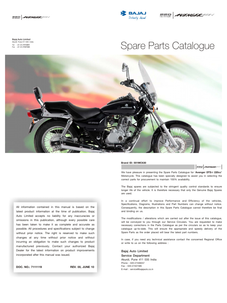 Avenger 220cc - SPC - 23-06-2012 | PDF | Transmission (Mechanics) | Screw