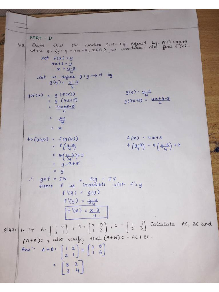 PART-D (Mathematics) 2024 | PDF
