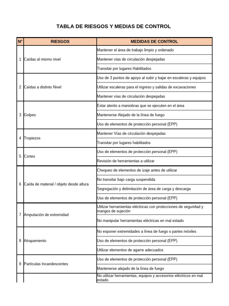 Riesgos Laborales y Medidas de Control | PDF | Seguridad y salud ...