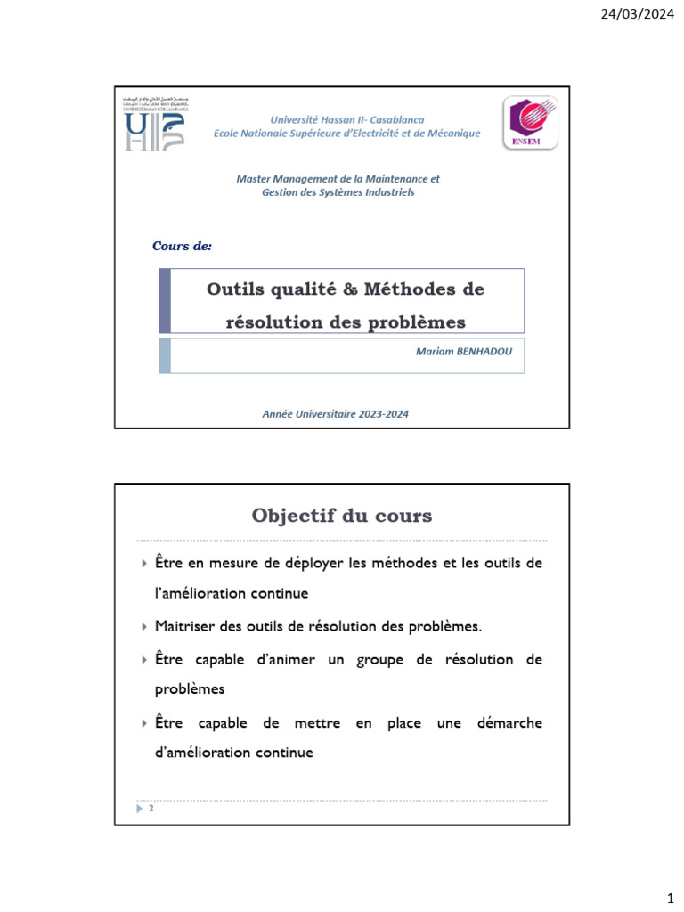 Outils et Méthodes d'Amélioration Continue | PDF | Six Sigma ...