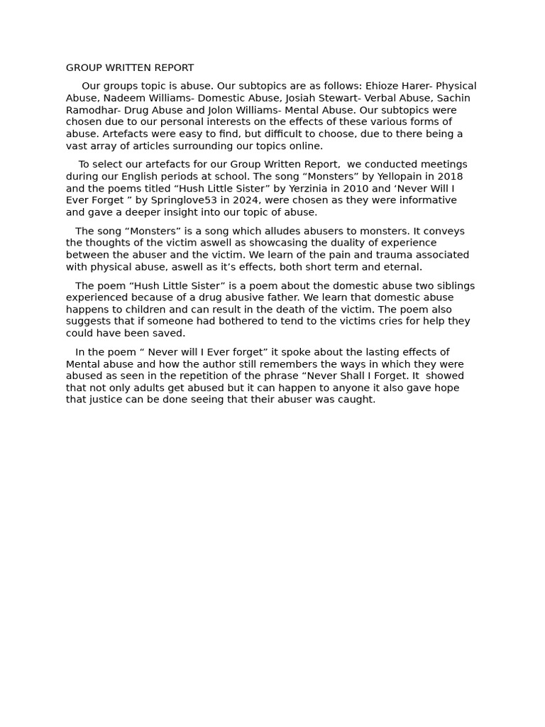 GROUP WRITTEN REPORT | PDF