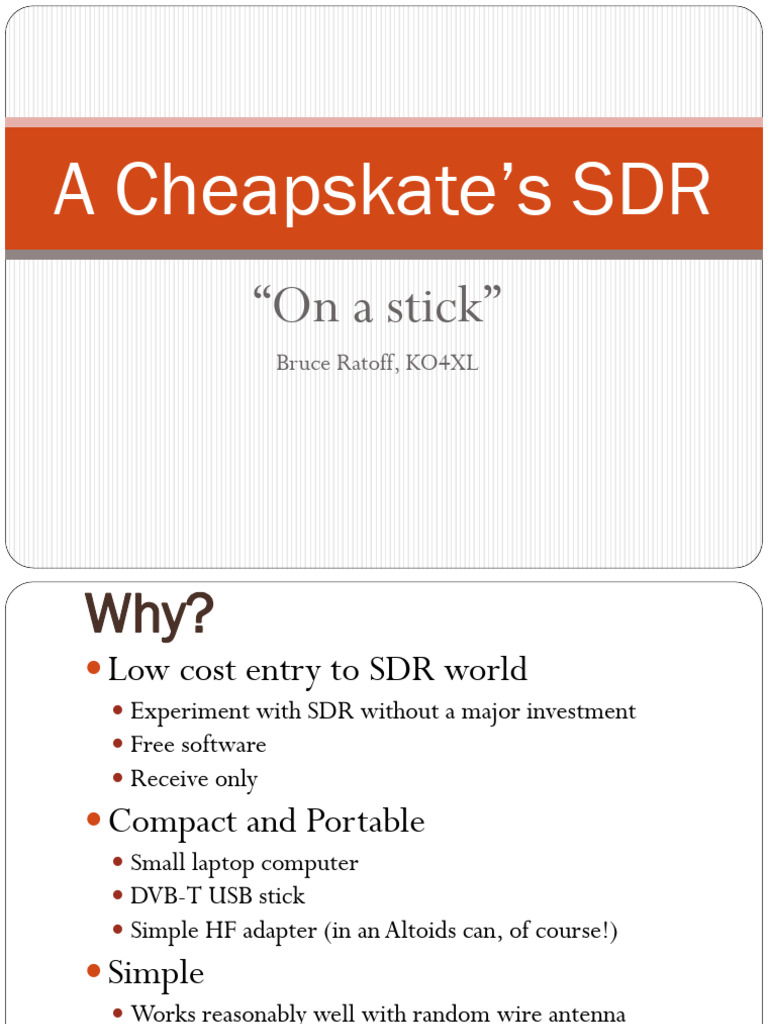 Cheapskate SDR | PDF | Software Defined Radio | Radio