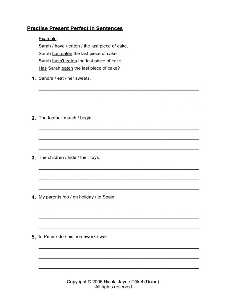 08AL Practise Present Perfect in Sentences | PDF