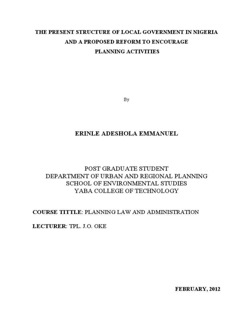 Structure of Local Government in Nigeria | PDF | Local Government ...