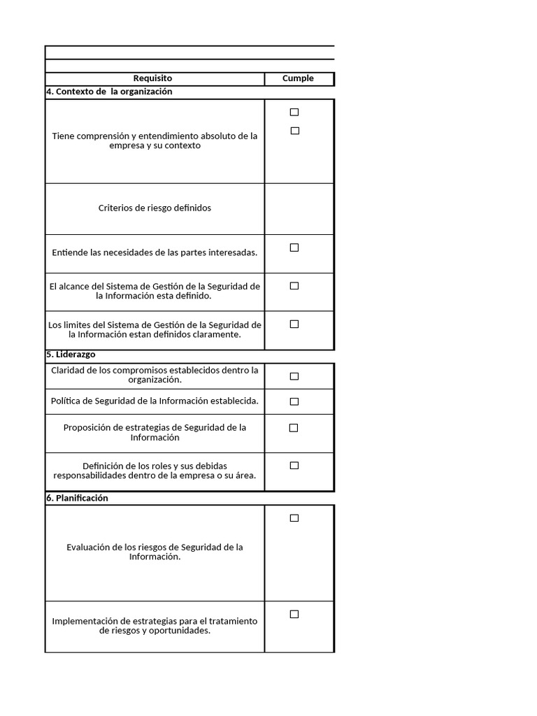 Checklist ISO 27001 | PDF | La seguridad informática | Seguridad