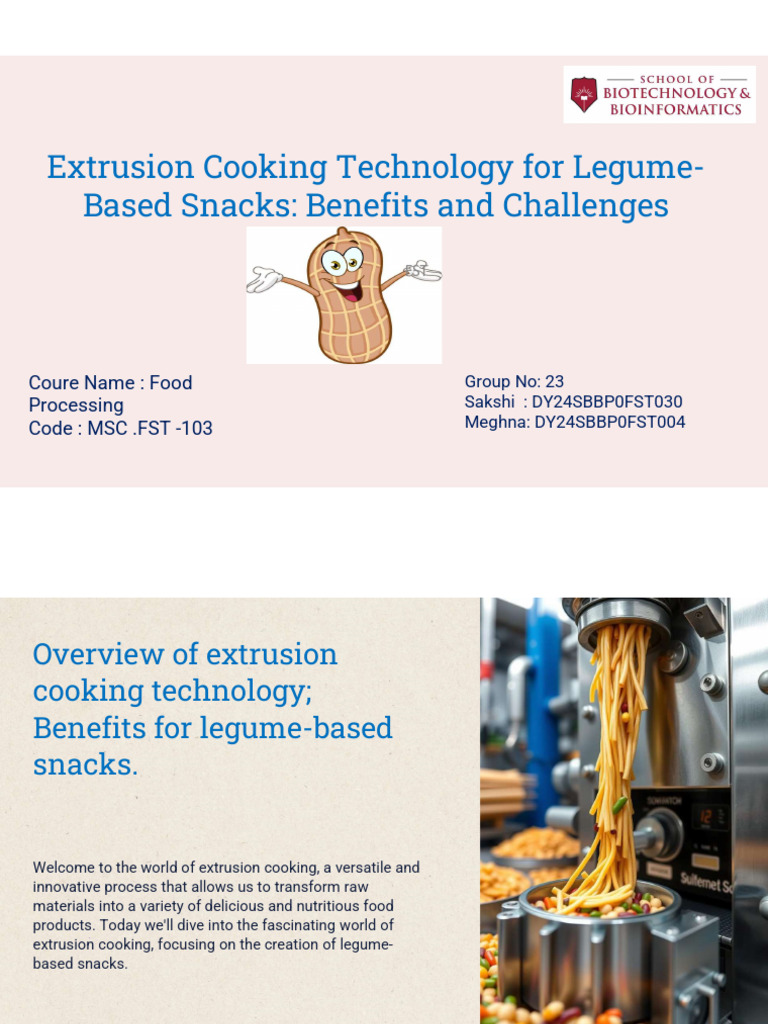 Extrusion Cooking for Legume Snacks | PDF | Food Science
