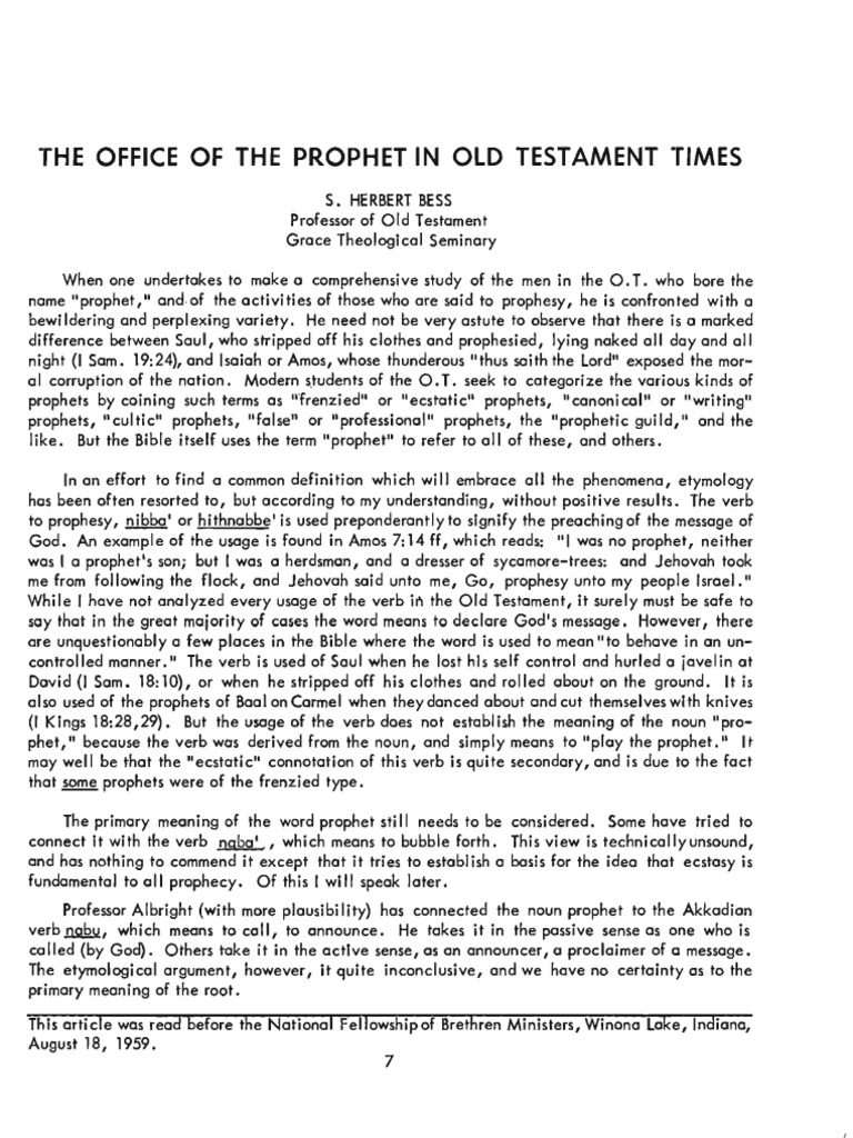 The Role of Prophets in the Old Testament | PDF | Prophet | Prophecy