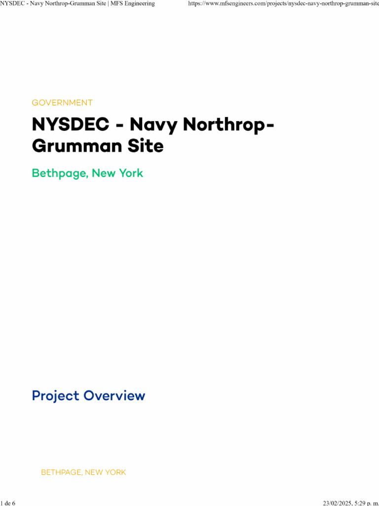 NYSDEC Navy Northrop-Grumman Project | PDF
