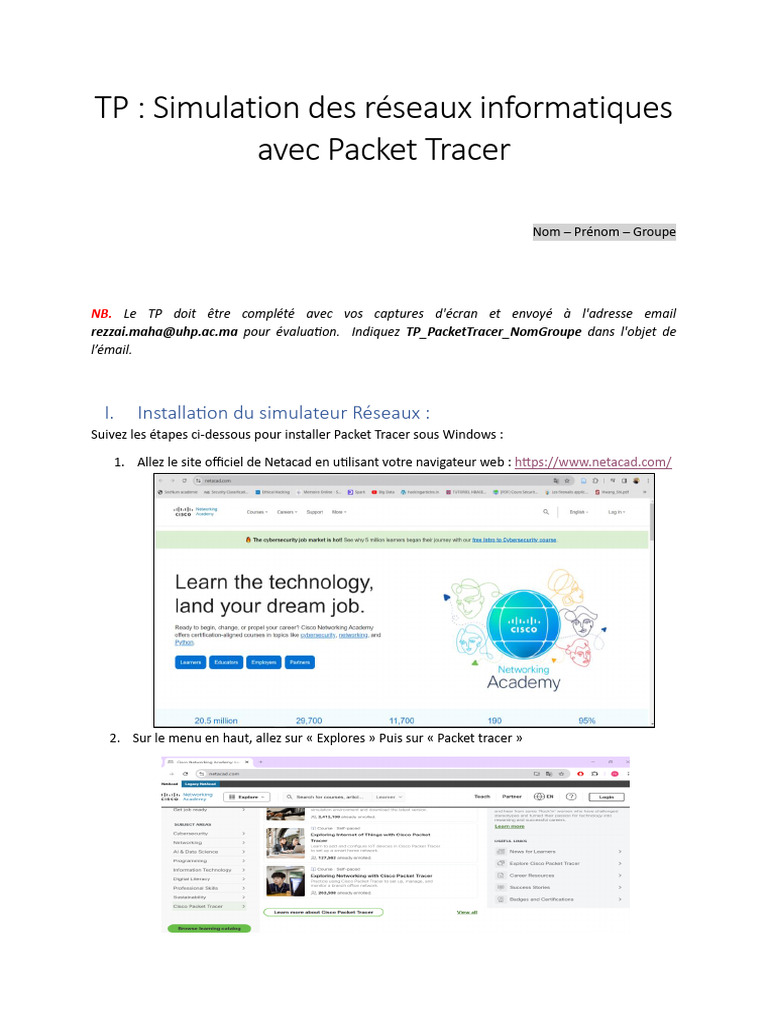 TP Simulation Réseaux avec Packet Tracer | PDF | Topologie de réseau ...