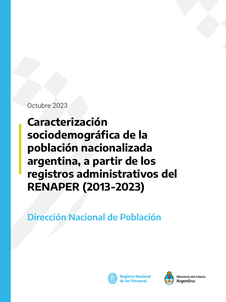 Argentina - RENAPER Statistics report | PDF | Naturalización | Nacionalidad