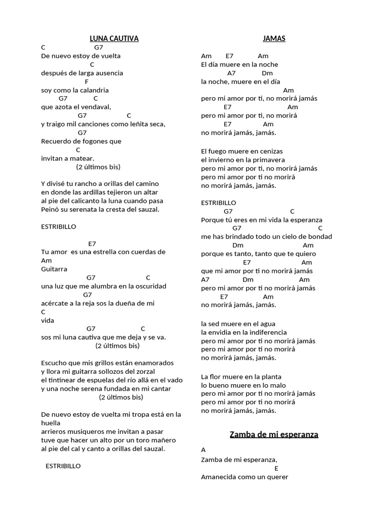 Canciones de amor y nostalgia folclórica | PDF