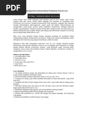 Penerapan Bioteknologi Konvensional Dalam Pembuatan Nata De Coco