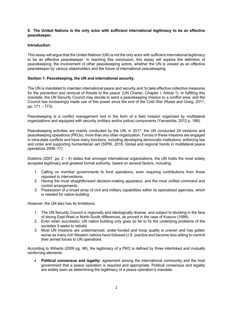 Sample HAFUN Essay | PDF | Peacekeeping | United Nations