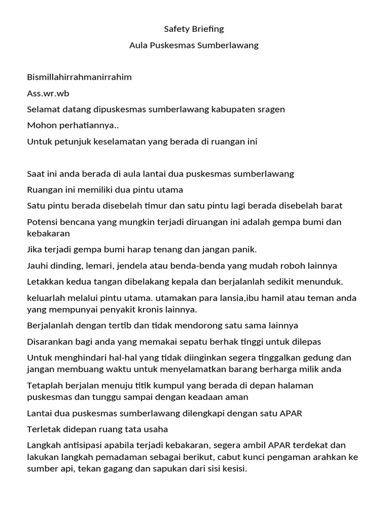 Safety Briefing | PDF