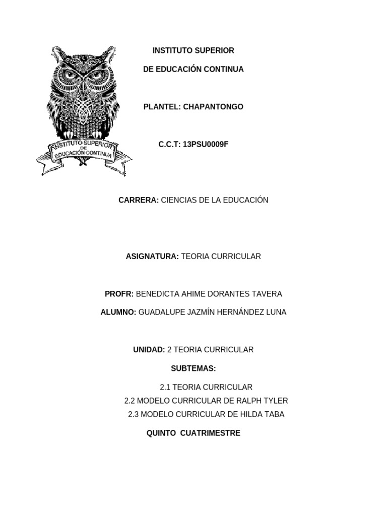 Teoría y Modelos Curriculares en Educación | PDF | Plan de estudios ...