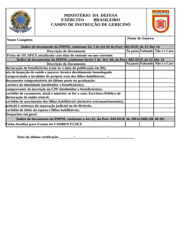 Documentos Necessários para PHPM | PDF