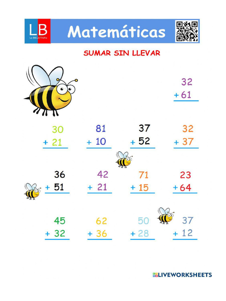 Sumas 2 Digitos Abeja | PDF