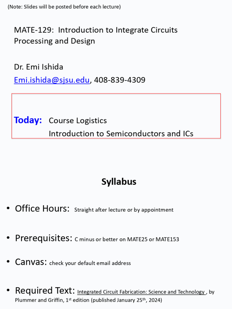 Note-Taking Slides For SPR 25 Lec1 Ch1 | PDF | Doping (Semiconductor ...