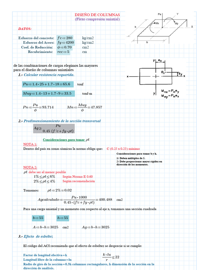 Diseño de Columna Uniaxial Rectangular | PDF