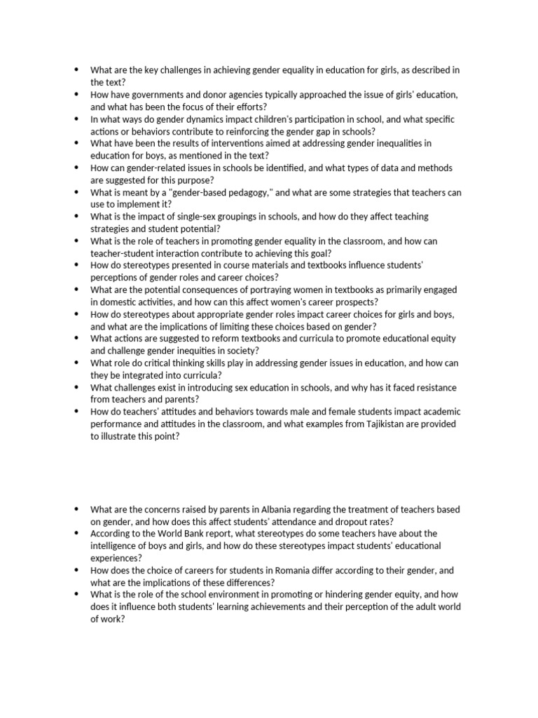 Gender Equality Challenges in Education | PDF | Gender | Gender Studies