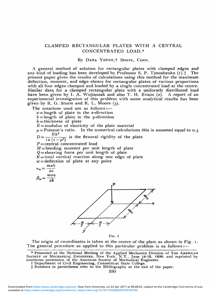 Clamped Rectangular Plate Under Concentraded Load Young1940 | PDF ...