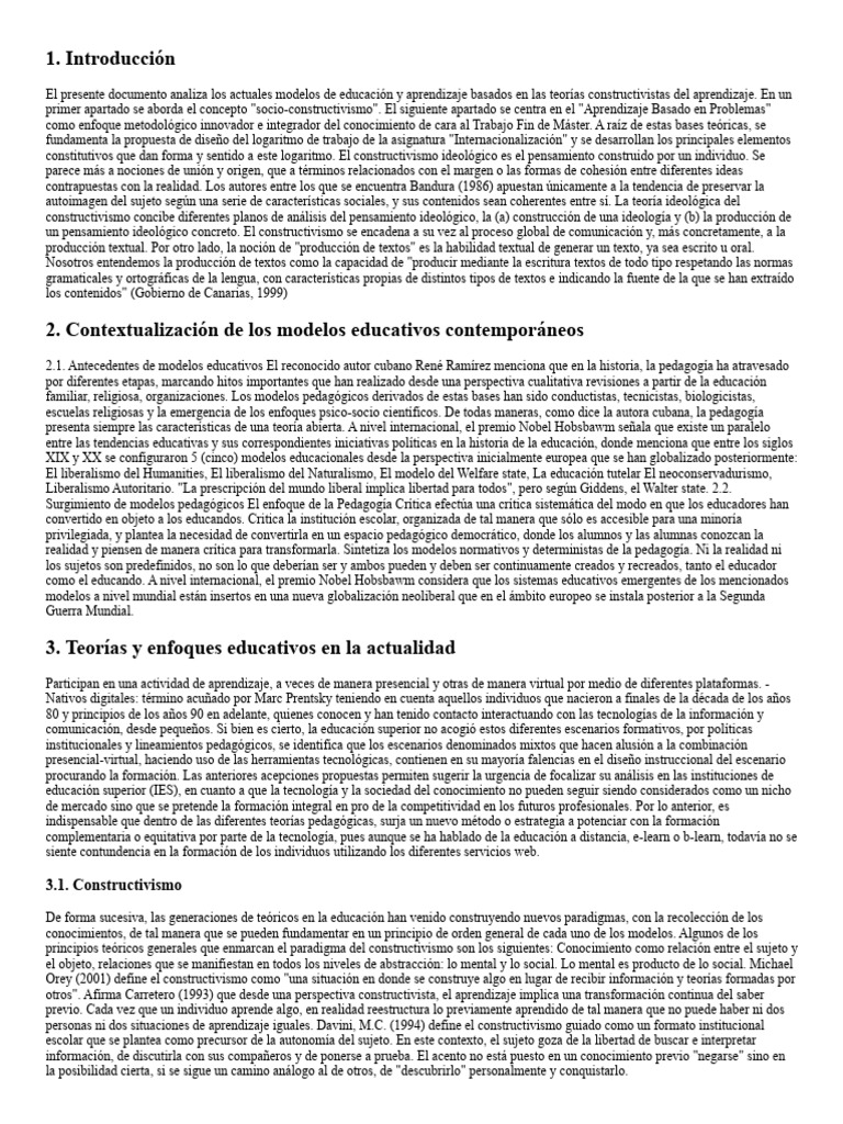 Modelos Educativos y Constructivismo Actual | PDF | Aprendizaje | Enseñando