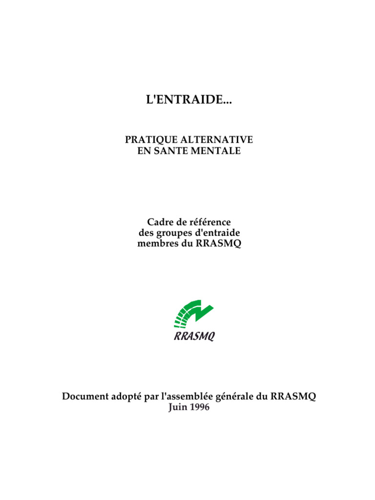 Entraide en santé mentale : principes et valeurs | PDF | Démocratie ...