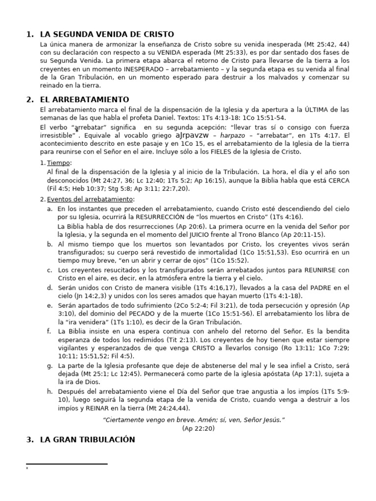 Segunda Venida de Cristo y Arrebatamiento | PDF | Éxtasis | Cristo (título)
