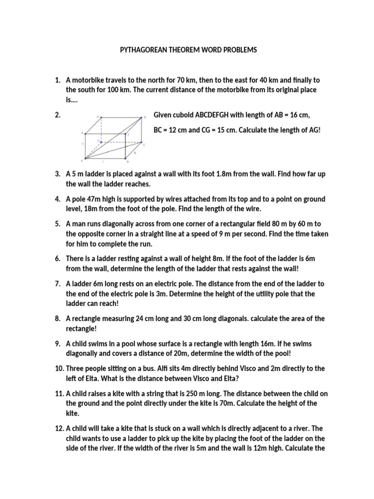 Pythagorean Theorem Applications | PDF | Length | Rectangle