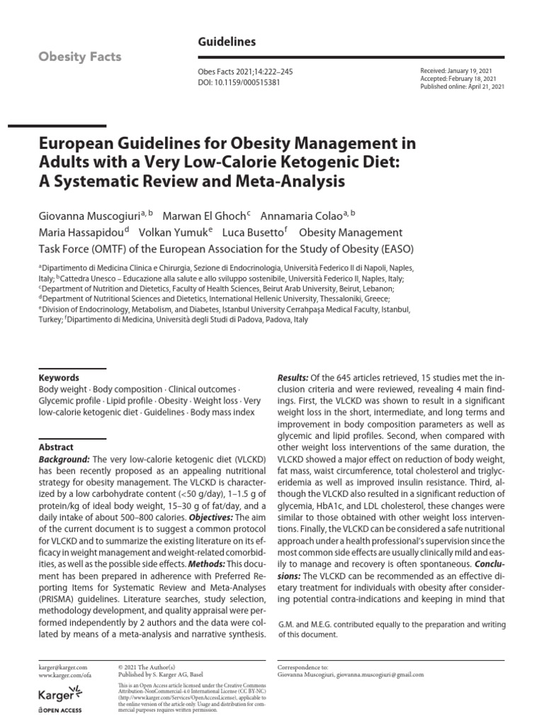 European Guidelines For Obesity Management in | PDF | Obesity | Dieting