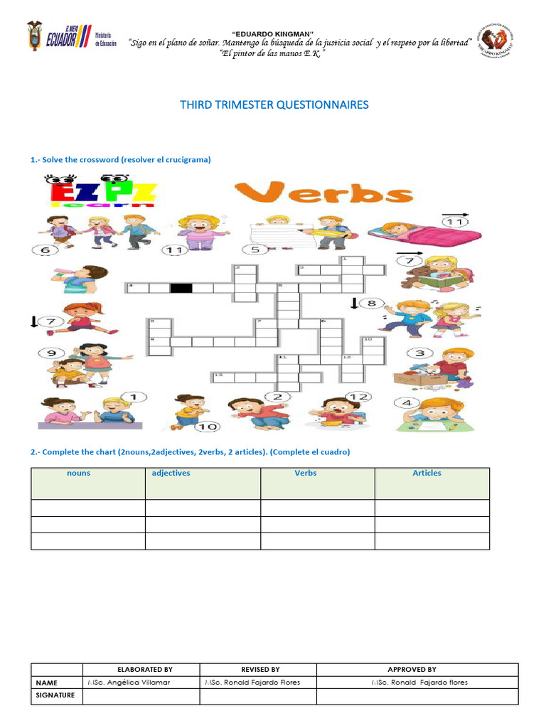 Cuestionarios de Inglés para Educación Básica | PDF