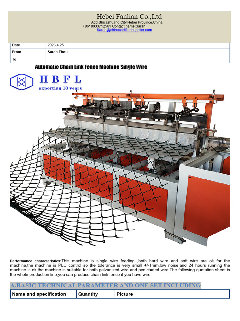Quotationshet of The Chain Link Fence Machine Single Wire (2025!02!15  15-54-00) | PDF | Wire