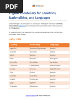 Demonyms and Adjectival Forms by Country | PDF | Grammatical Gender ...