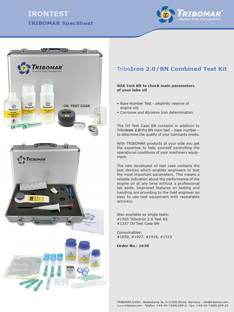TriboIron 2.0 Oil Test Kit Overview | PDF | Lubricant | Motor Oil