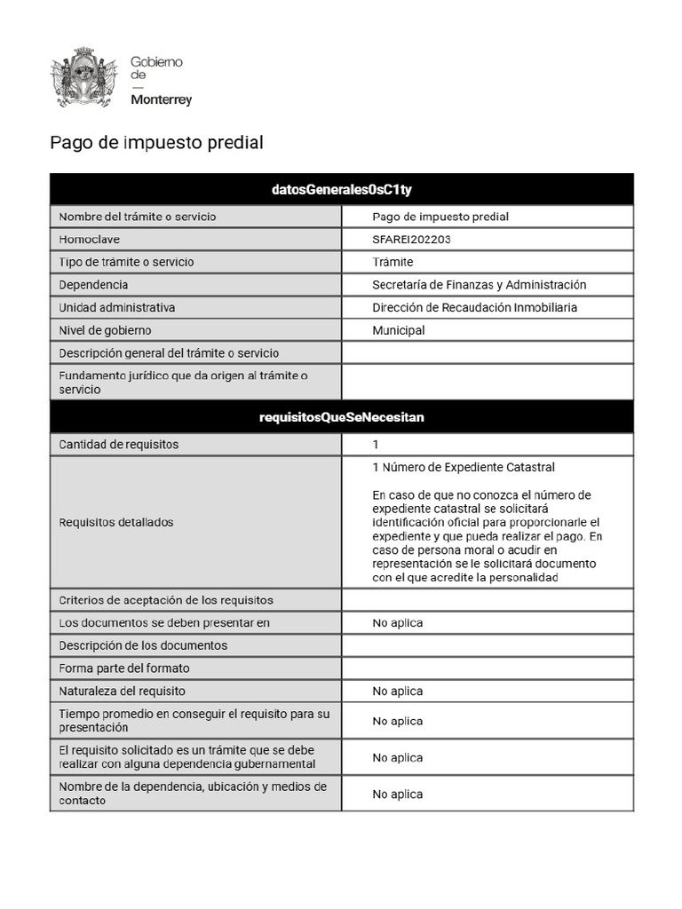 Pago de Impuesto Predial | PDF