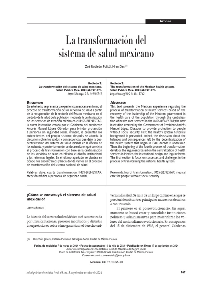 Transformación del Sistema de Salud en México | PDF | Cuidado de la ...