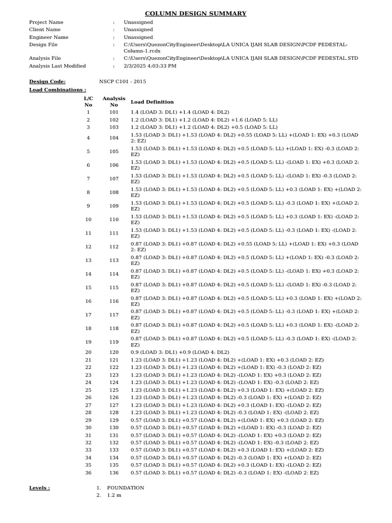 Column Design Summary - D7ebd54e E14f 45a7 9d8d Bd80747c69ef | PDF