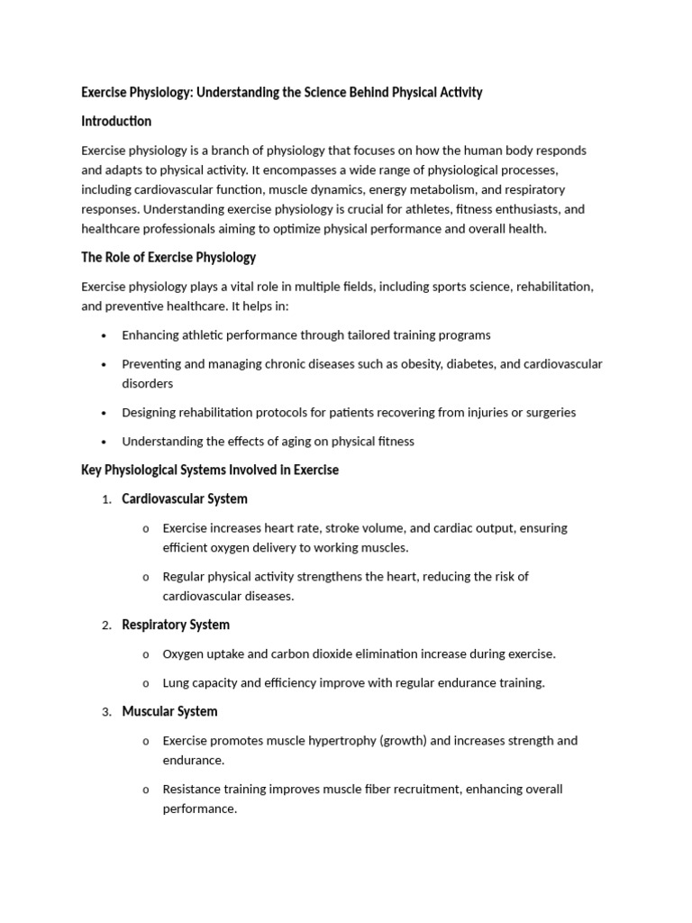 Exercise Physiology | PDF | Physical Fitness | Skeletal Muscle