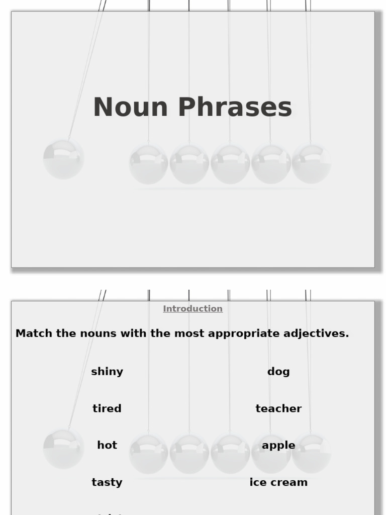 Noun Phrases and Adjective Matching Guide | PDF | Noun | Linguistics