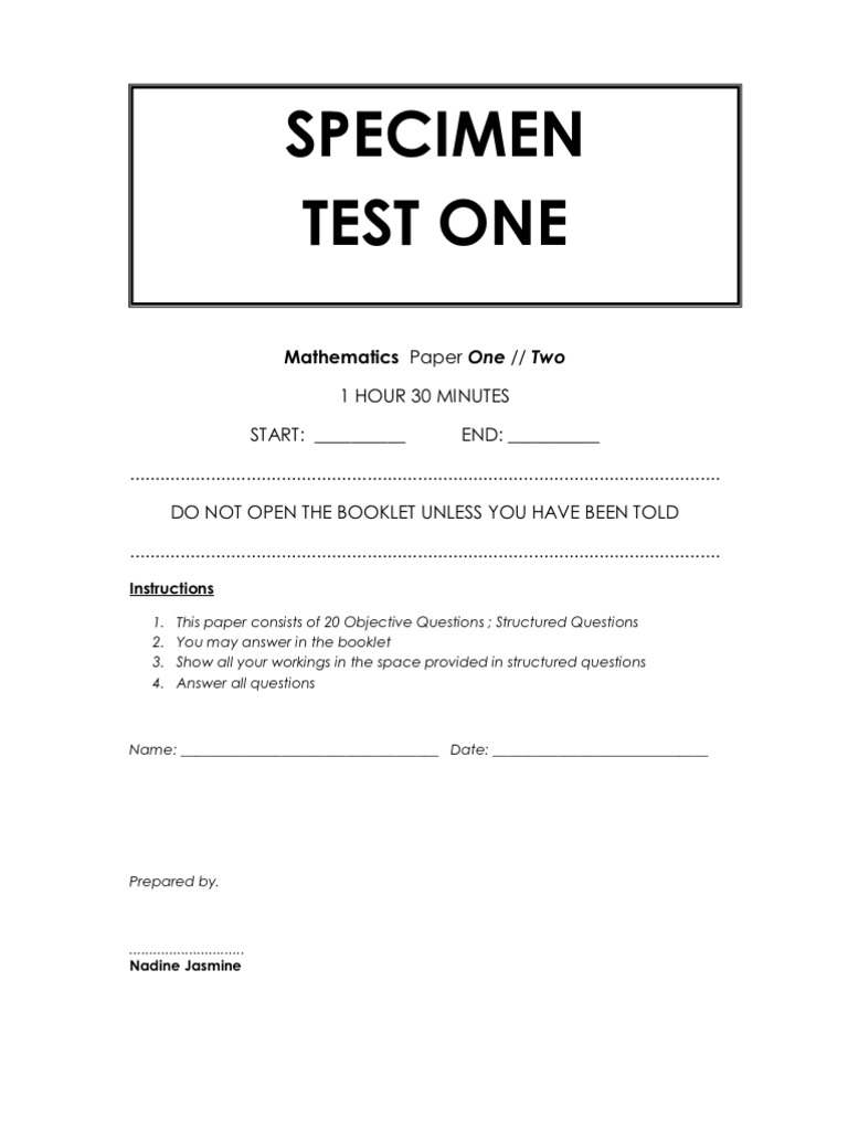 Mathematics Paper One | PDF